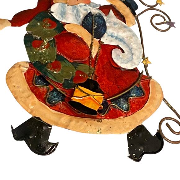 Vintage 1990s 3D Tin Metal 7" Santa Claus Christmas Ornament - Picture 4 of 7